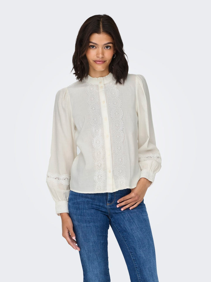 Jdyflo L/s Lace Shirt Wvn - Off-white