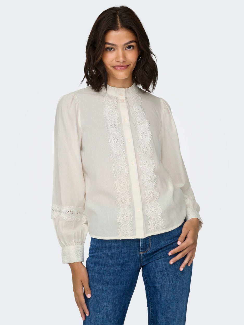 Jdyflo L/s Lace Shirt Wvn - Off-white