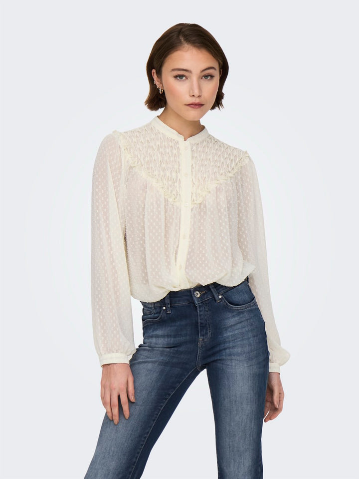 Onlchadia Life Ls Dobby Top Cc Wvn - Ecru