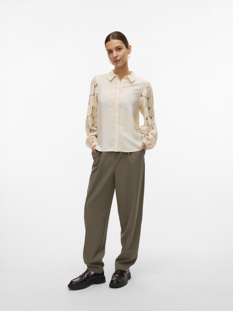 Vmfabena L/s Shirt Wvn Btq Ga - Beige