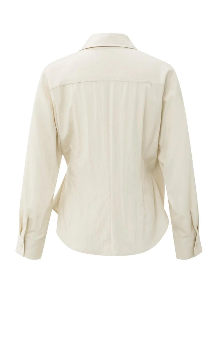 Fitted Wrap Blouse - Beige