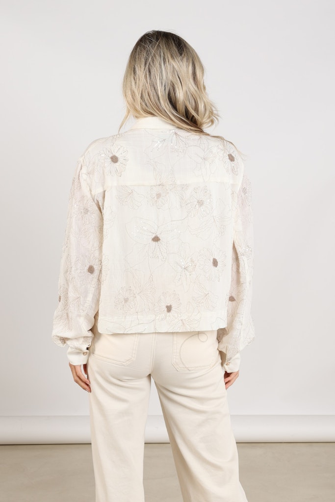 Adora Blouse Embroidery - Ecru Dessin