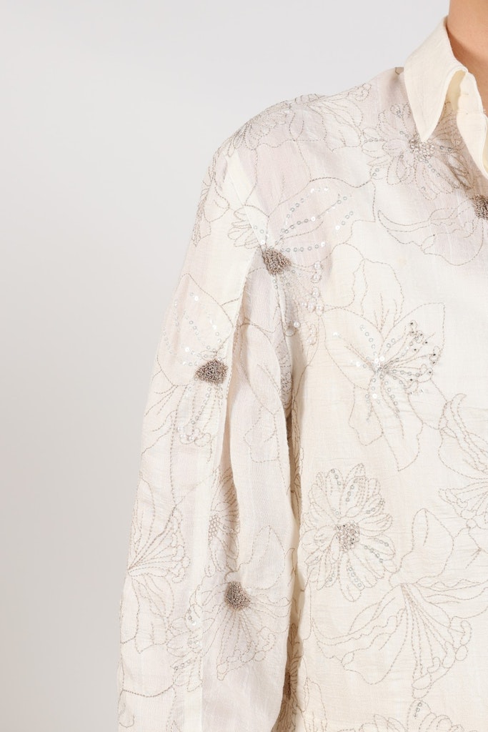 Adora Blouse Embroidery - Ecru Dessin