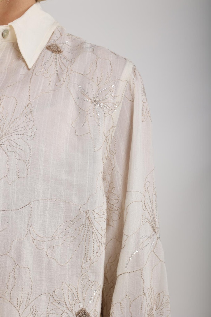Adora Blouse Embroidery - Ecru Dessin