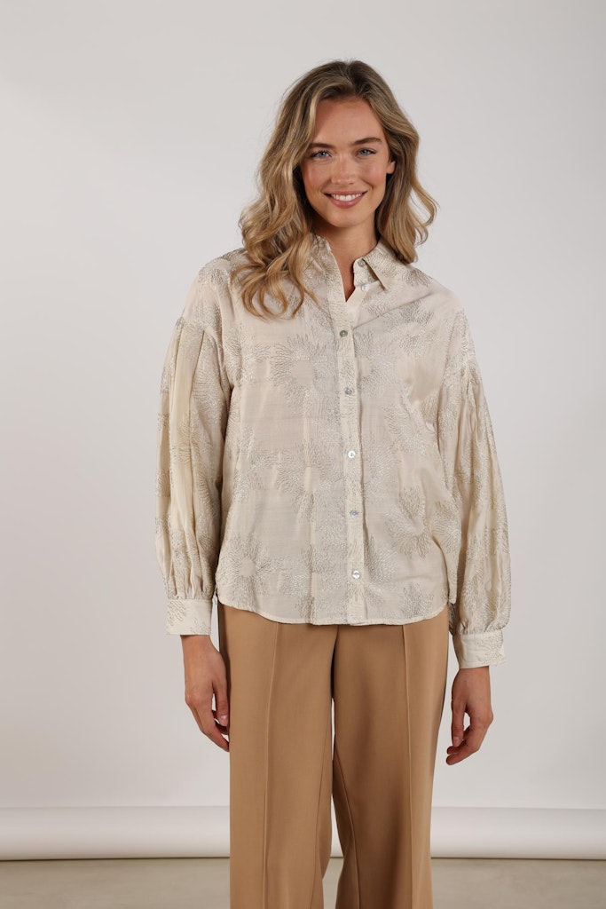 Nola Blouse Embroidery - Ecru Dessin