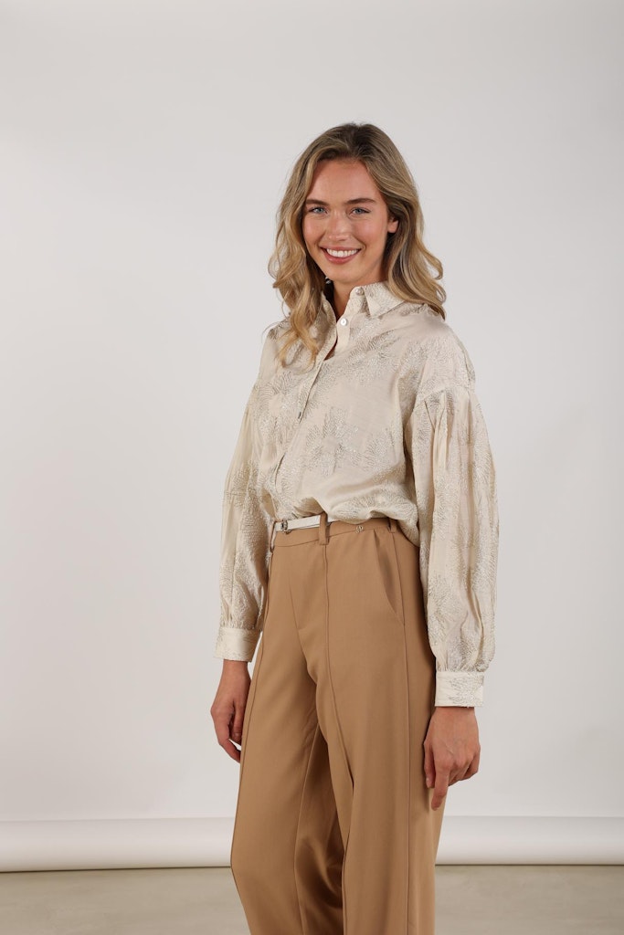 Nola Blouse Embroidery - Ecru Dessin