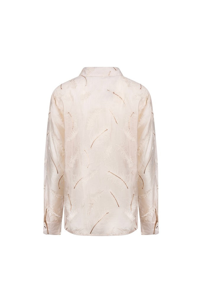 Aysha Blouse Feathers - Ecru Dessin