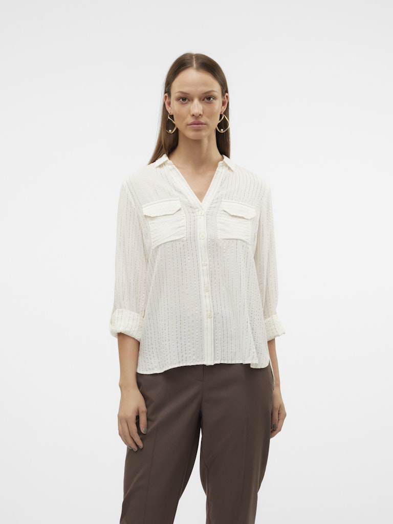 Vmbumpy Ls Glitter Shirt Wvn Ga Noos - Wit Dessin