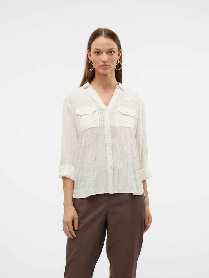 Vmbumpy Ls Glitter Shirt Wvn Ga Noos - Wit Dessin