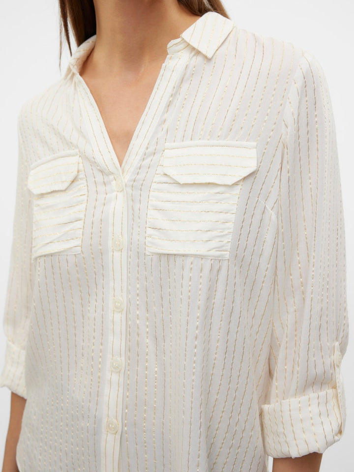 Vmbumpy Ls Glitter Shirt Wvn Ga Noos - Wit Dessin