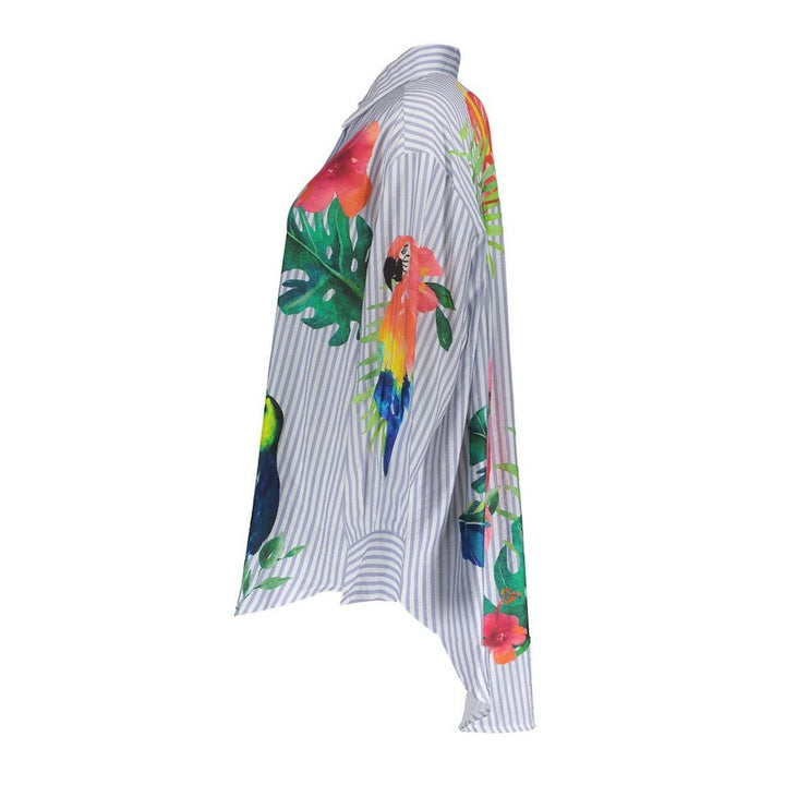Blouse Stripes & Birds - Wit Dessin
