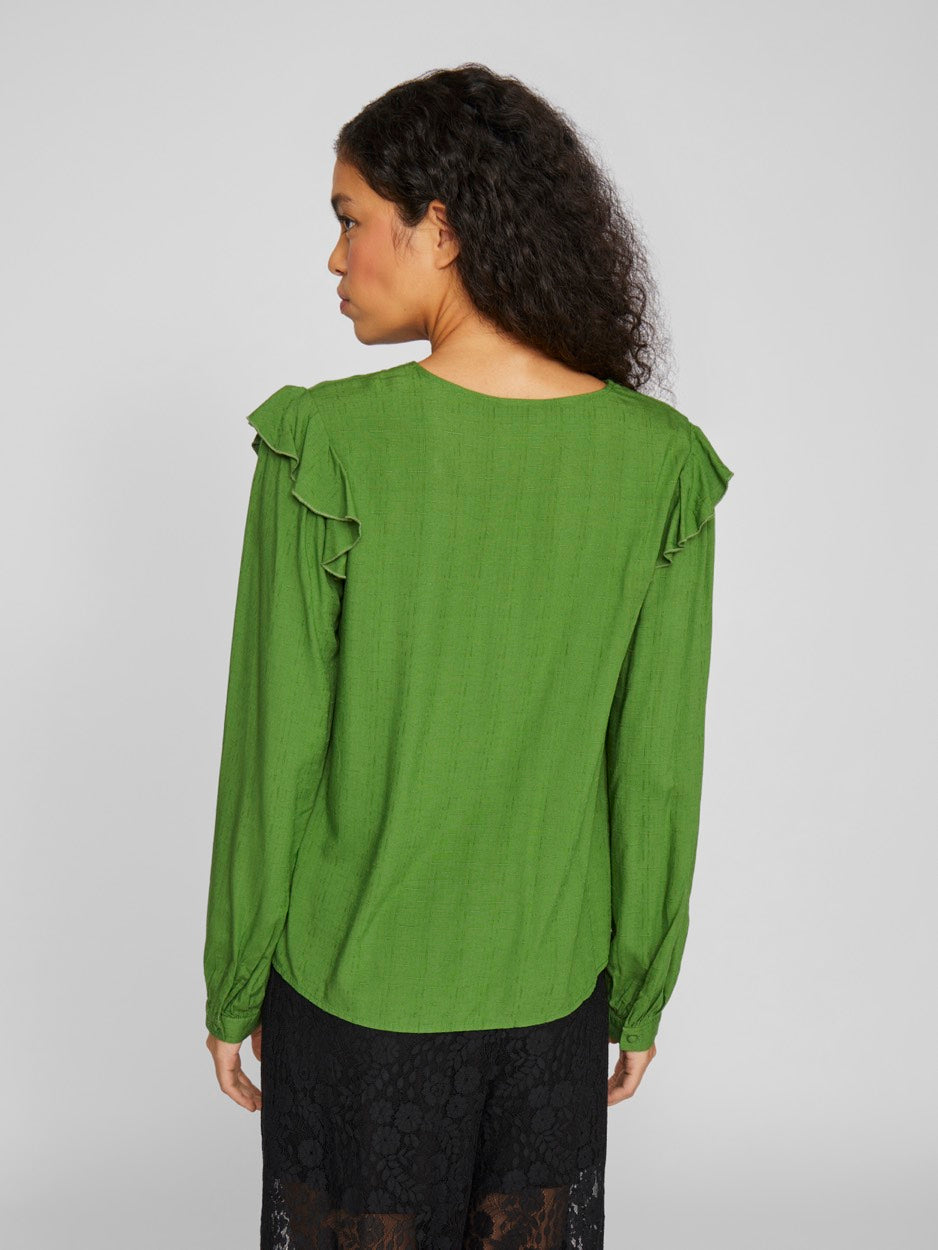 Videstina V-neck Ls Top - Groen