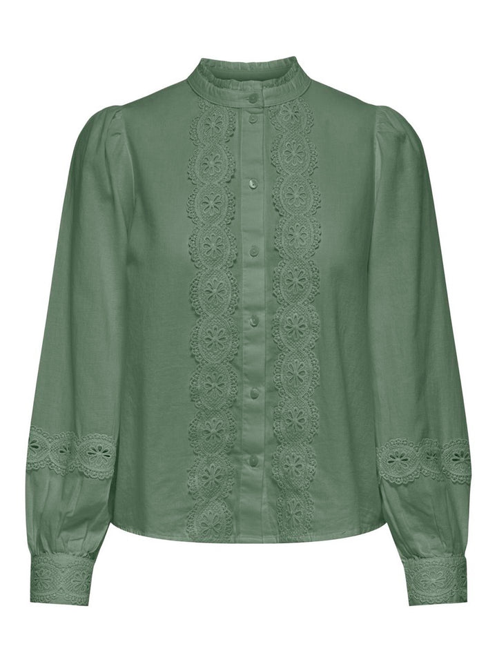 Jdyflo L/s Lace Shirt Wvn - Olijf