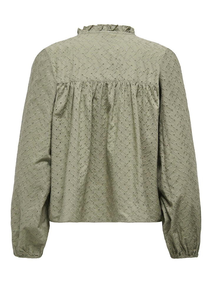 Onlnoelys L/s Embroided Shirt Wvn Cs - Olijf