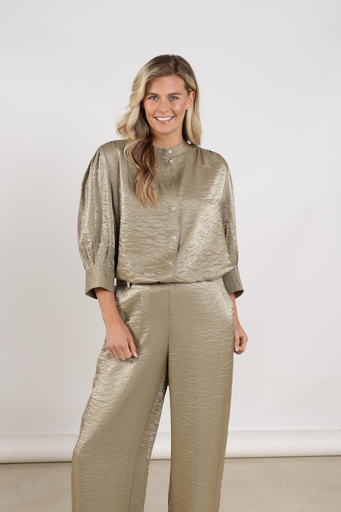 Lilly Blouse Shiny - Oud Groen