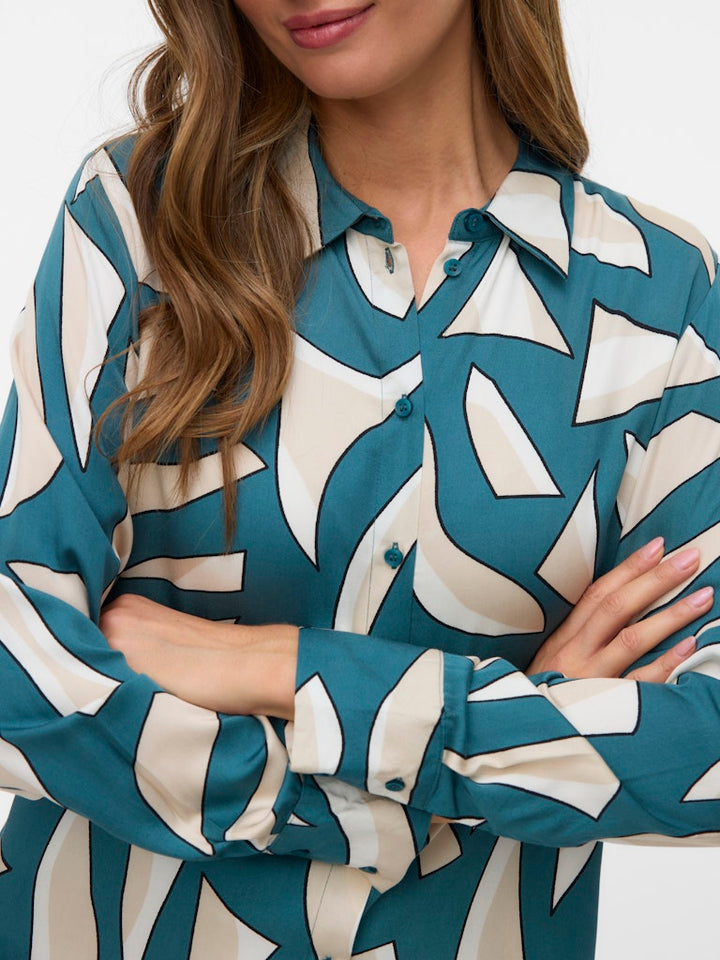 Vmcindy Regina Ls Shirt Wvn Ga - Groen Dessin