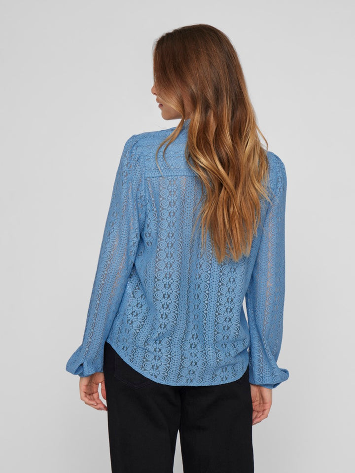 Vichikka Lace L/s Shirt- Noos - Lichtblauw