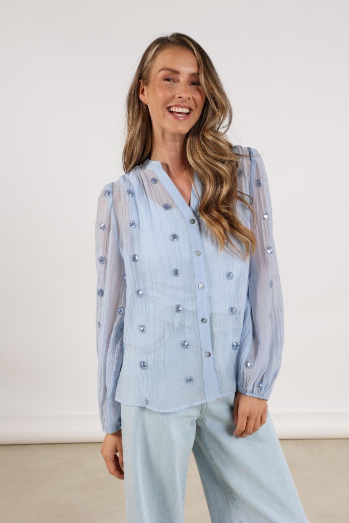Rosan Blouse Embroidery - Lichtblauw