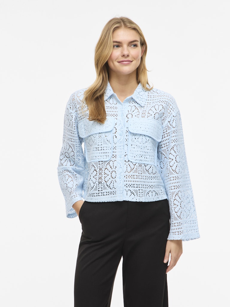 Vimerinda Crochet L/s Cardigan - Noos - Lichtblauw