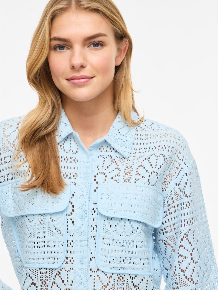 Vimerinda Crochet L/s Cardigan - Noos - Lichtblauw