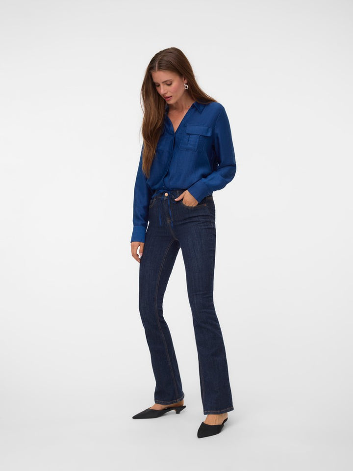 Vmtoma Ls Tie Shirt Wvn Lcs - Kobalt