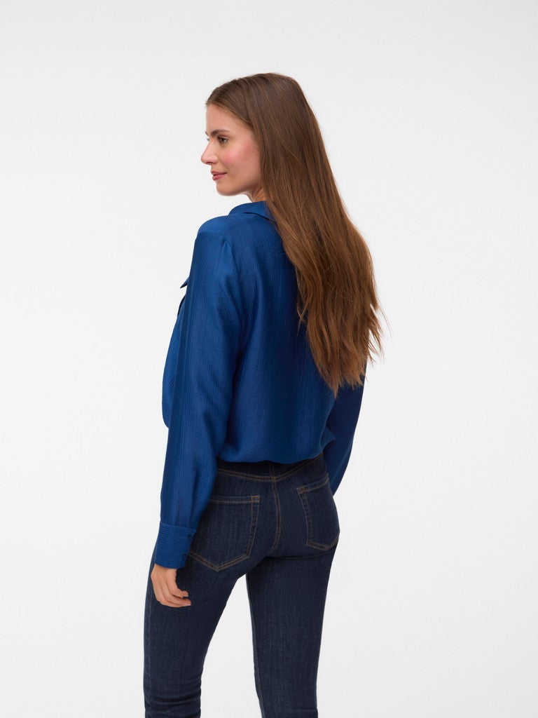 Vmtoma Ls Tie Shirt Wvn Lcs - Kobalt