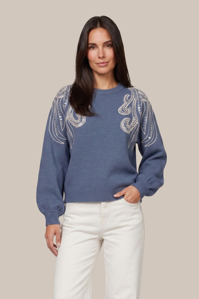 Lã­leã¡n Knitting Sweater - Blue Denim