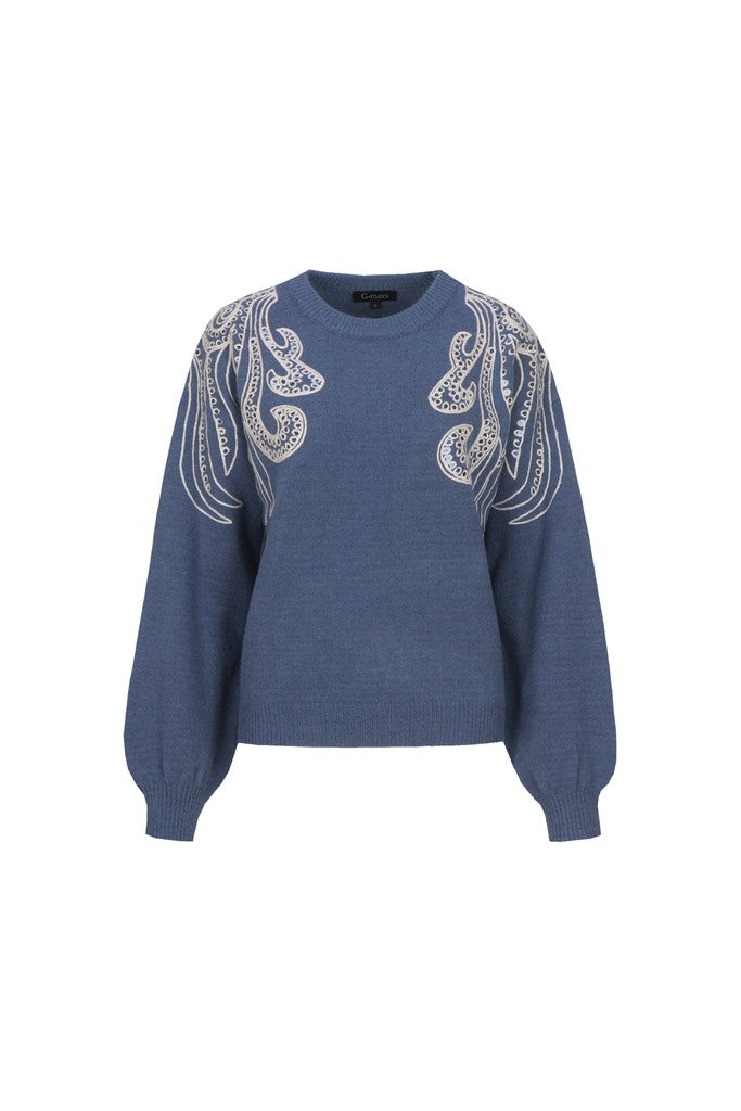 Lã­leã¡n Knitting Sweater - Blue Denim