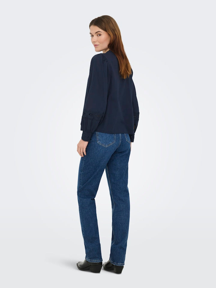 Jdyflo L/s Lace Shirt Wvn - Navy