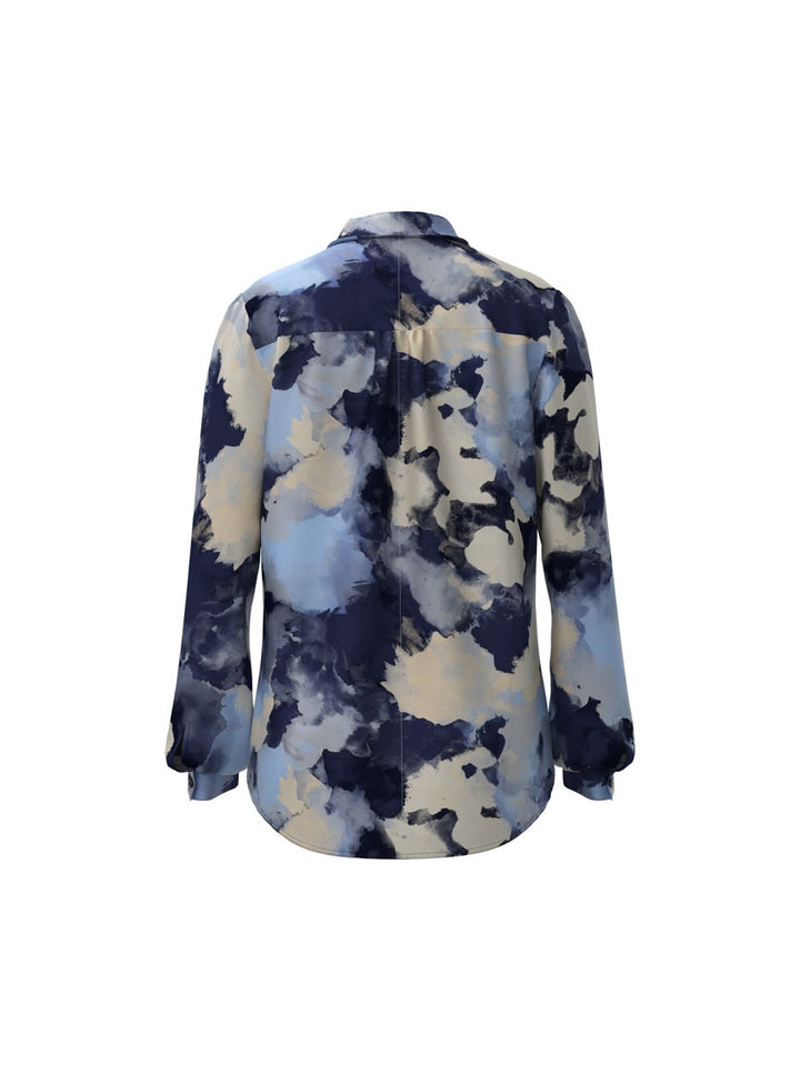 Viellette Satin L/s Shirt - Noos - Blauw Dessin