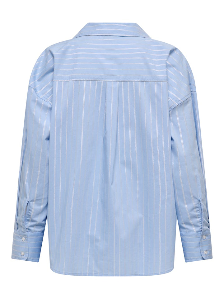 Jdymio L/s Lurex Loose Shirt Wvn Noos - Blauw Dessin
