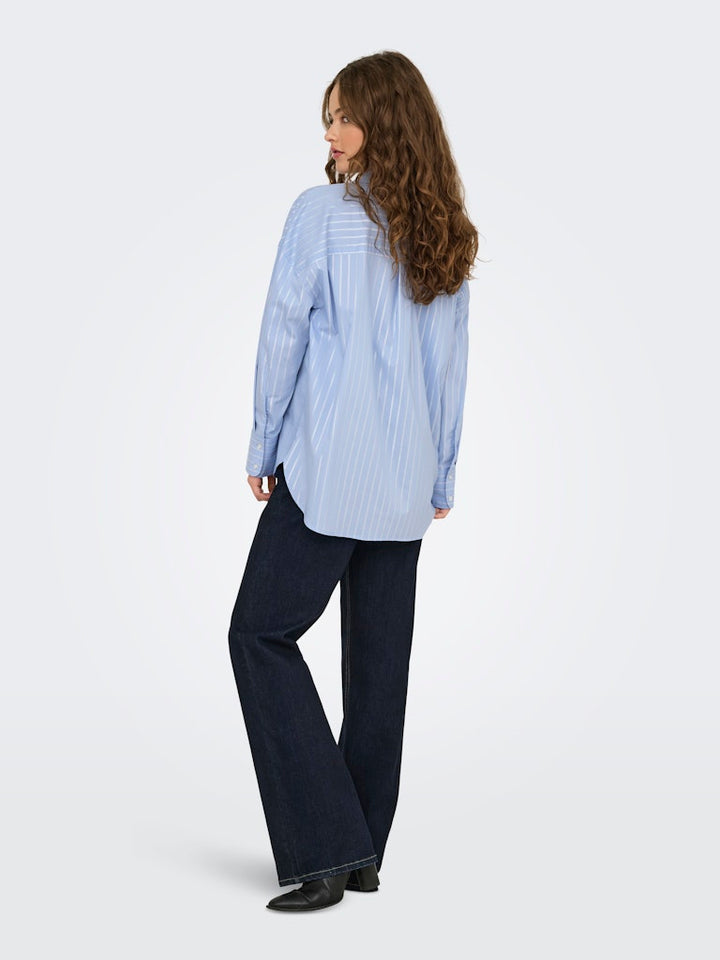 Jdymio L/s Lurex Loose Shirt Wvn Noos - Blauw Dessin