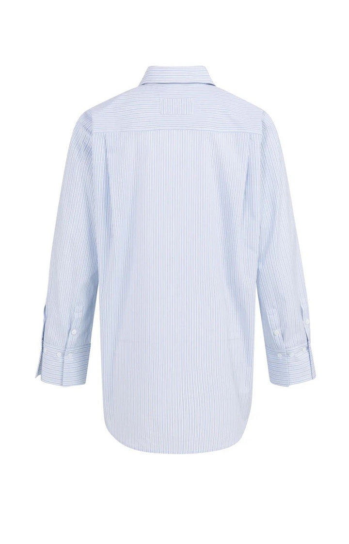 Gestreepte Boyfriend Blouse - Blauw Dessin