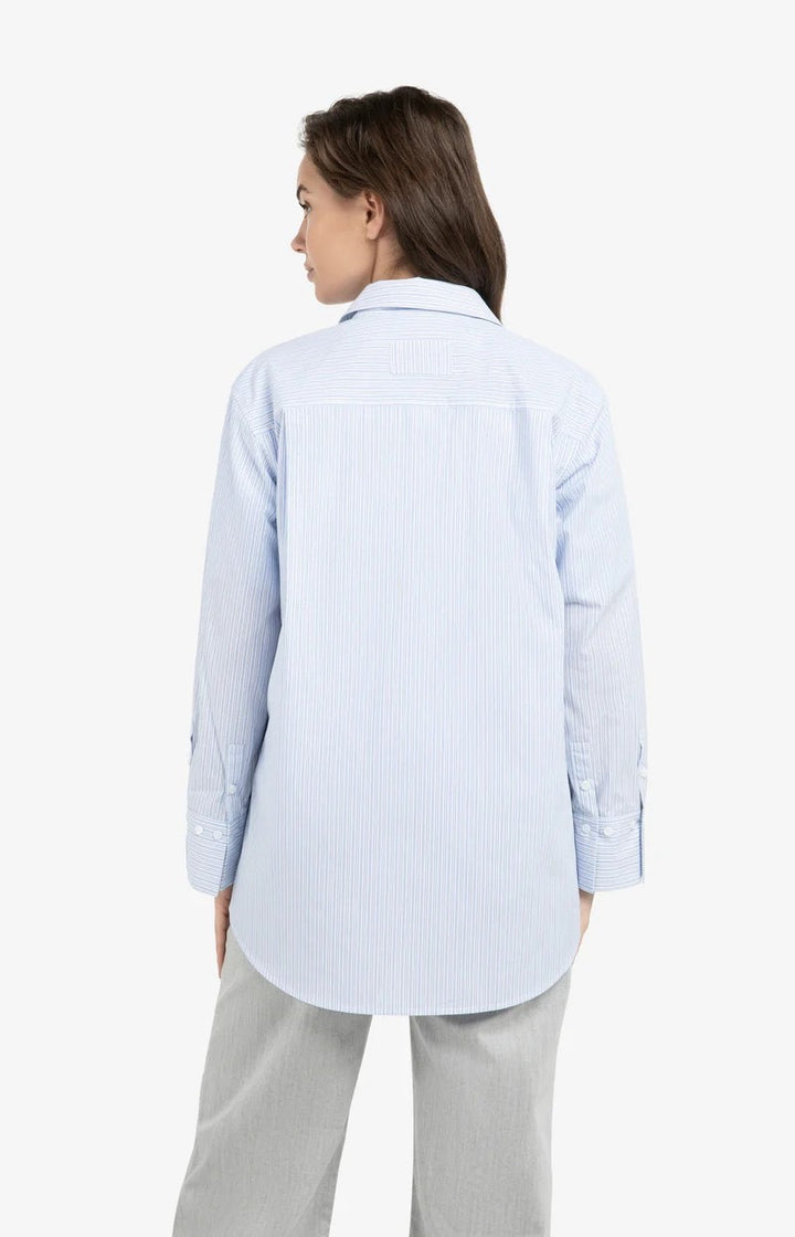 Gestreepte Boyfriend Blouse - Blauw Dessin
