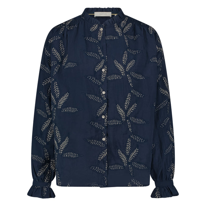 Jenna Blouse Embroidery - Blauw Dessin