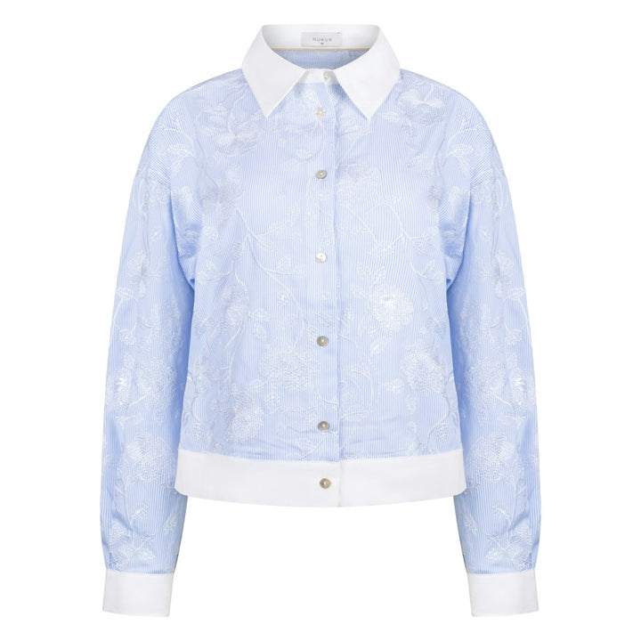 Meave Blouse Embroidery - Blauw Dessin