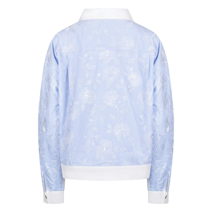 Meave Blouse Embroidery - Blauw Dessin