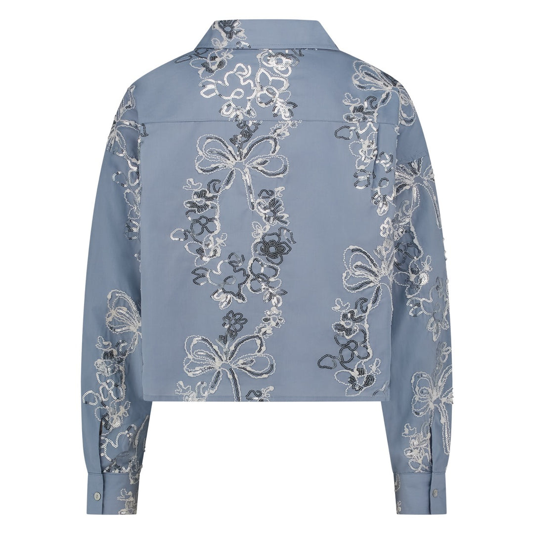 Tessa Blouse Paillet - Blauw Dessin