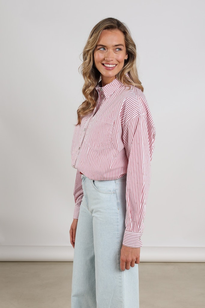 Ariana Blouse Stripe - Rood Dessin