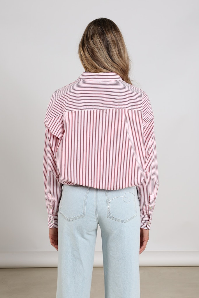 Ariana Blouse Stripe - Rood Dessin