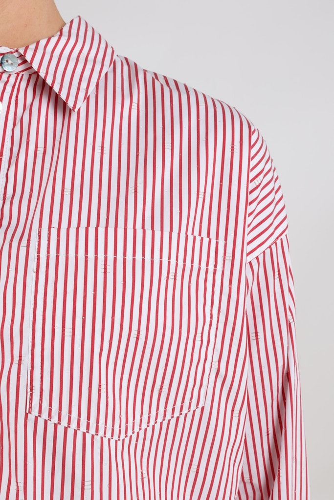 Ariana Blouse Stripe - Rood Dessin