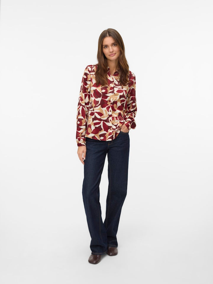 Vmgeodora Ls Shirt Wvn Lcs - Rood Dessin