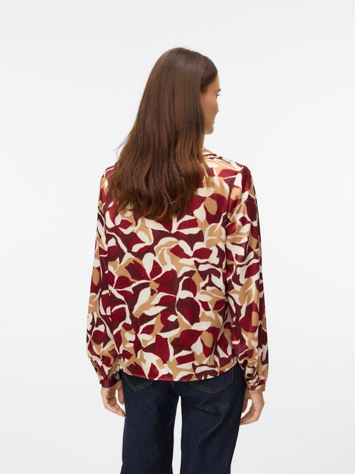 Vmgeodora Ls Shirt Wvn Lcs - Rood Dessin
