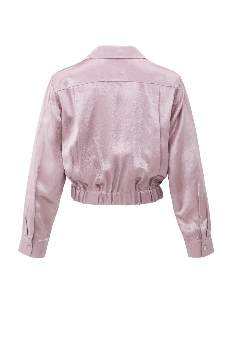 Cropped Satin Blouse - Lila