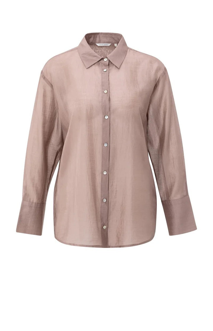Sheer Blouse With Back Slit - Mauve