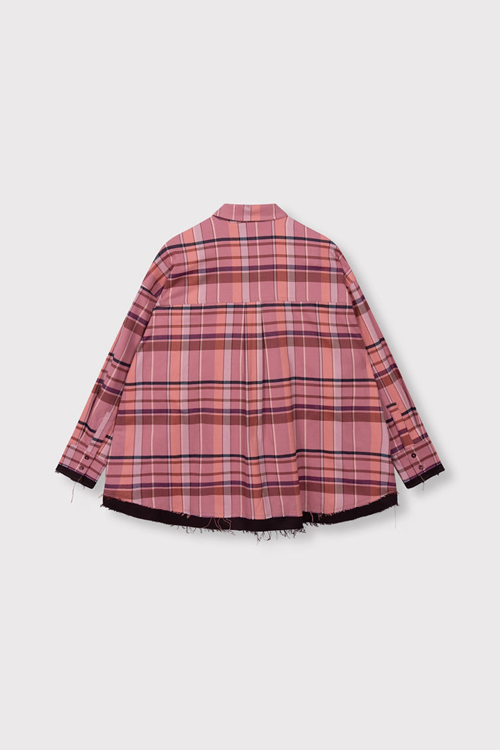 Woven Check Blouse - Roze Dessin