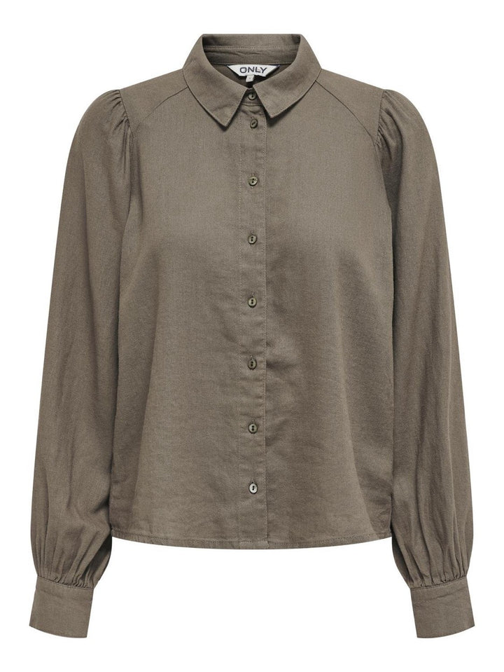 Onlcaro L/s Linen Bl Puff Shirt Cc - Taupe