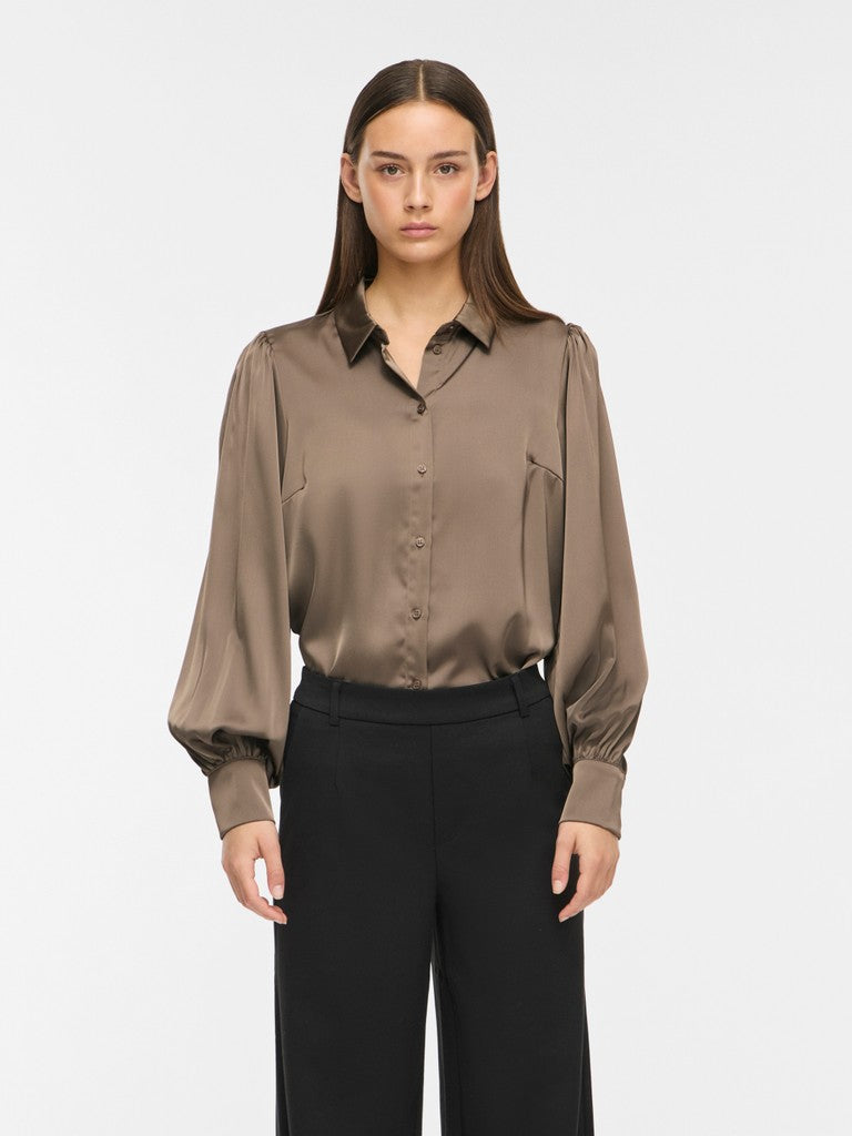 Vienna Ravenna L/s Balloon Shirt - Noos - Bruin