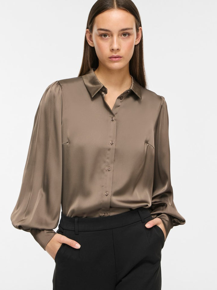 Vienna Ravenna L/s Balloon Shirt - Noos - Bruin