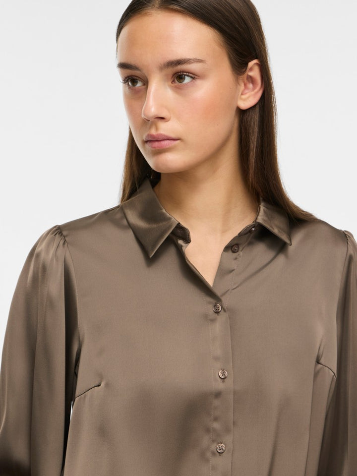 Vienna Ravenna L/s Balloon Shirt - Noos - Bruin
